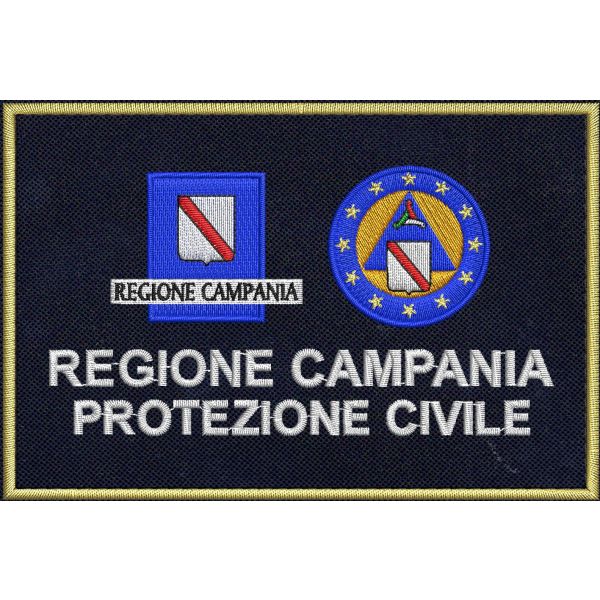 Patch ricamo PROTEZIONE CIVILE REGIONE CAMPANIA  su base blu NAVY cm. 12 x 8 
