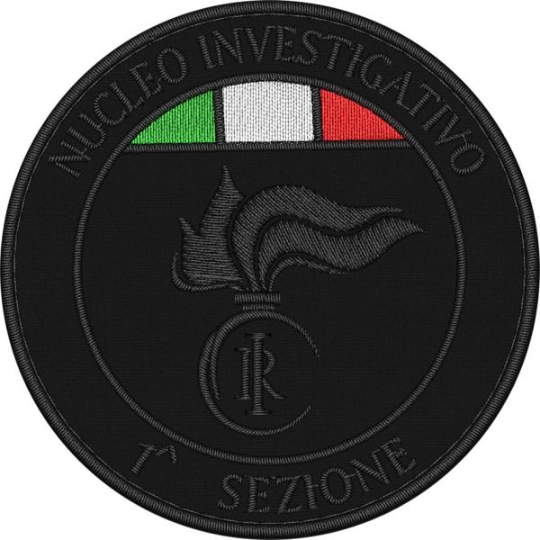 Patch ricamato NUCLEO INVESTIGATIVO PRIMA SEZIONE CARABINIERI ,ricamato su base NERA