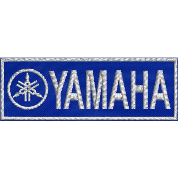 Stemma, Patch ricamato YAMAHA misura mm. 80 x 30  bordo blu