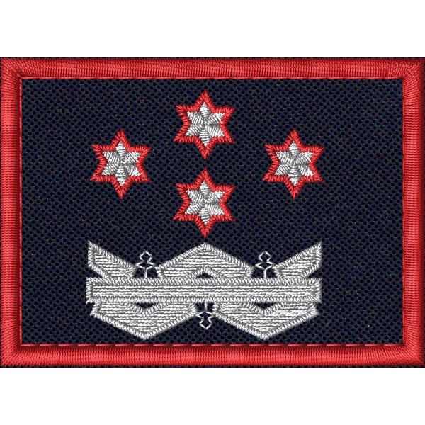 Patch Ricamata gradi (KPOLICE) base blu navy, bordo rosso e gradi ARGENTO-rosso