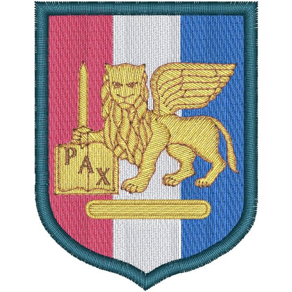 Patch ricamato scudetto Leone con spada SETAF-AFRICA mm. 65 X 50 