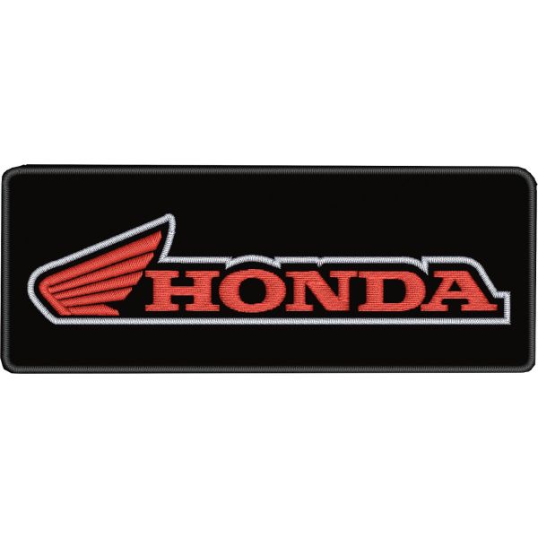 Patch ricamato logo Honda mm.130 x 50  su fondo di tessuto nero C