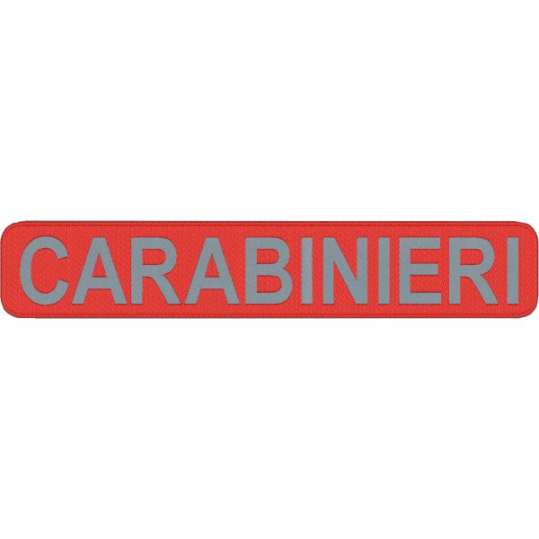 Patch scritta ricamata in negativo su base catarifragente  CARABINIERI Cm.25x5 cod.20240501_A