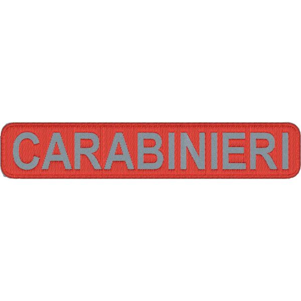 Patch scritta ricamata in negativo su base catarifragente  CARABINIERI Cm.15,5x3 cod.20240502_A