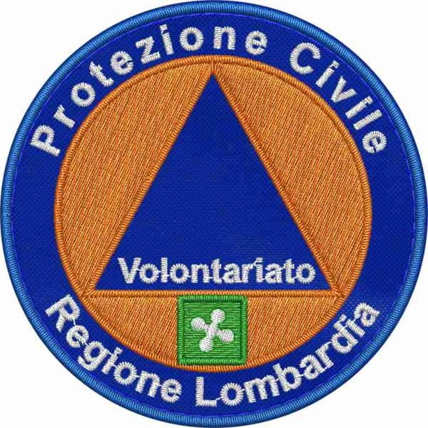Patch blu Protezione Civile Volontariato Regione Lombardia diam.80 mm