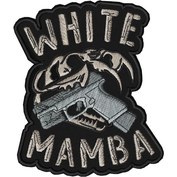 Patch ricamata su commissione Pistola WHITE MAMBA con filato poliestere cm. 7,7 x 9,0