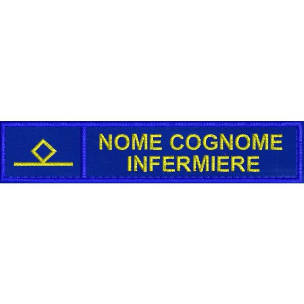 Patch ricamato SUEM , identificativo con SIMBOLO, nome cognome INFERMIERE cm. 12 x 2,5  