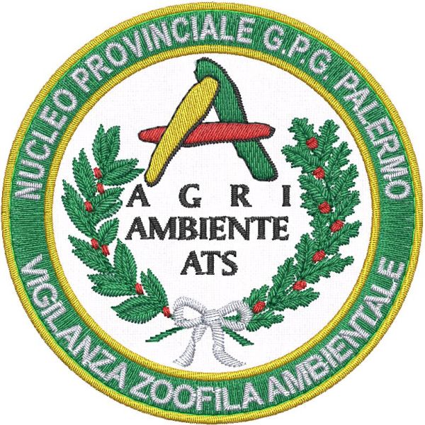 Patch ricamato AGRIAMBIENTE NUCLEO PROVINCIALE G.P.G. PALERMO diametro 80mm