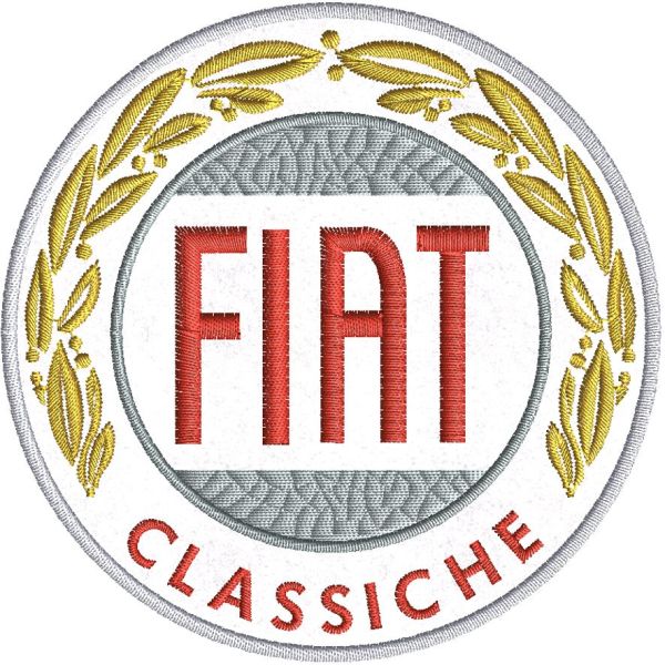 Patch ricamato FIAT CLASSICHE CON ALLORO diam. cm. 10 su base bianca 