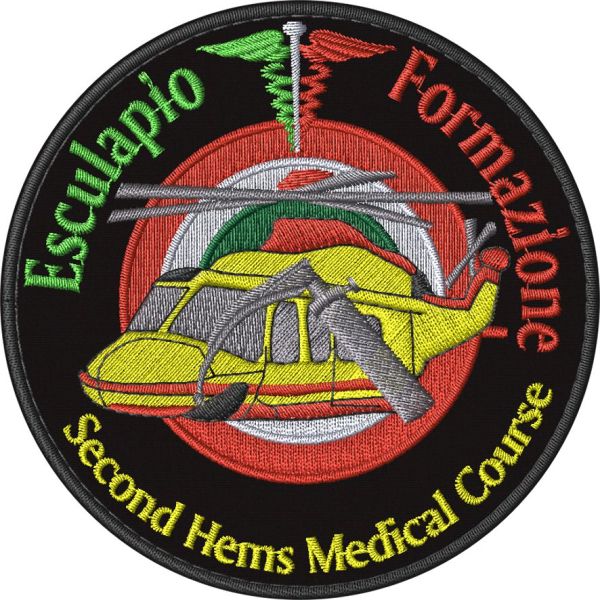 Patch ricamato elicottero Esculapio Formazione Second hems medical course