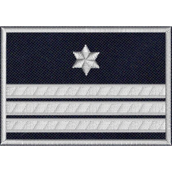 Patch ricamato su base blu navy  mostrina da punta collo misura mm.45x25 C