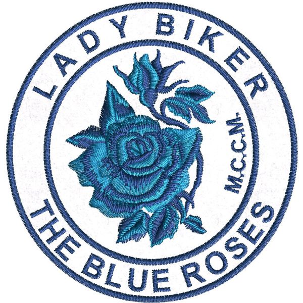 Patch ricamato LADY BIKE THE BLUE ROSES M.C.C.M. 9 x 8