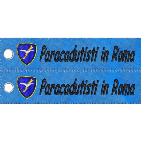 Patch ricamato Paracadutisti in Roma su singola facciata  ad uso portachiavi 