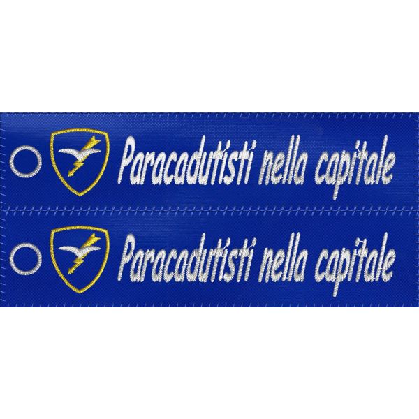 Foto1 ricamo simulazione su carta  portachiavi Paracadutisti nella capitale su doppia facciata