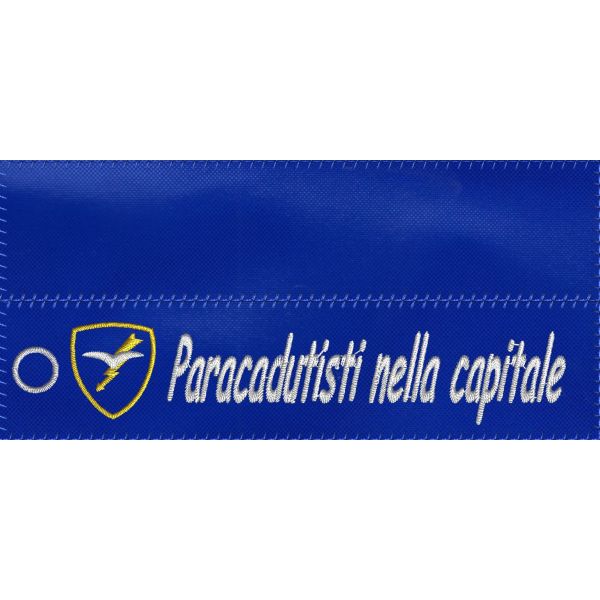 Foto1 ricamo simulazione su carta  portachiavi Paracadutisti nella capitale su doppia facciata