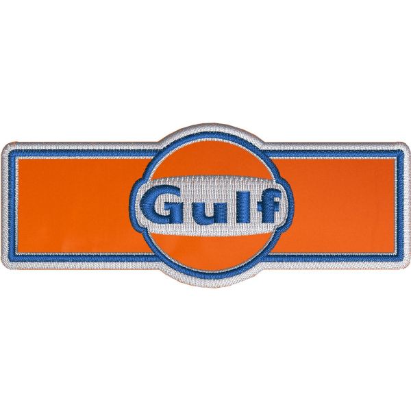 Patch ricamato logo GULF su base arancio mm. 103 x 41