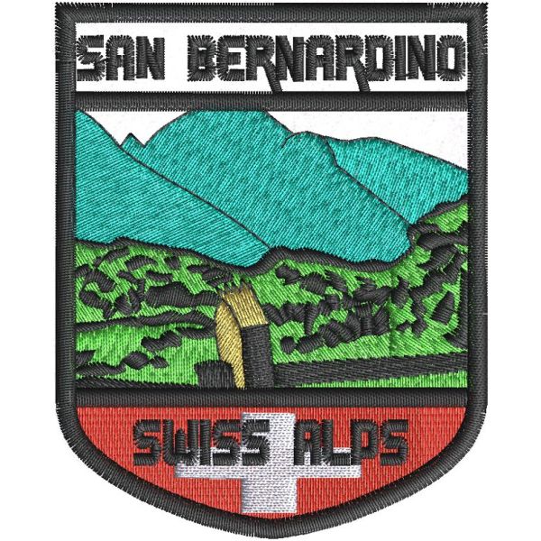 Patch ricamato PASSO SAN BERNARDINO  (Svizzera) alto cm.8 