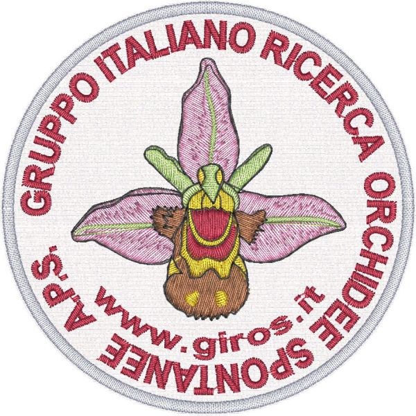 Patch ricamata Gruppo italiano ricerca orchidee spontanee A.P.S. diam. 90 