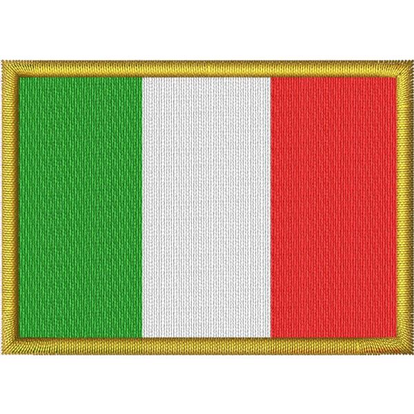Patch  ricamato ITALIA mm.70x50 con bordo dorato 