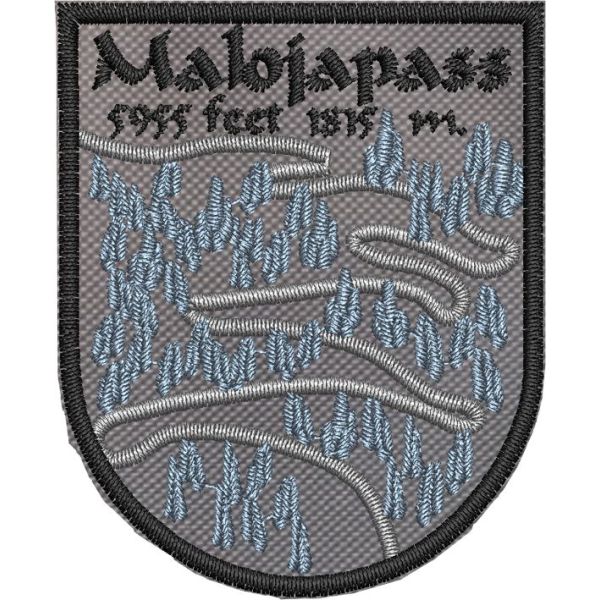 Patch ricamato su base grigia mm.60x50 MALOJAPASS 1815