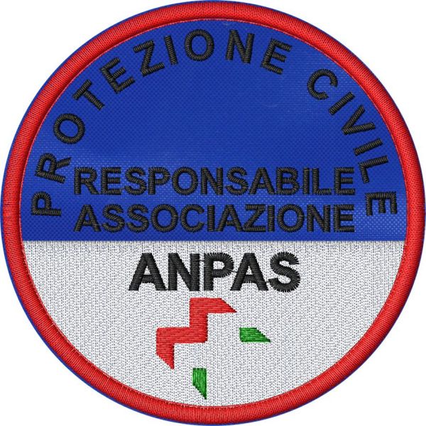 Patch ricamato volontariato protezione civile RESPONSABILE ASSOCIAZIONE  ANPAS Diam.9 