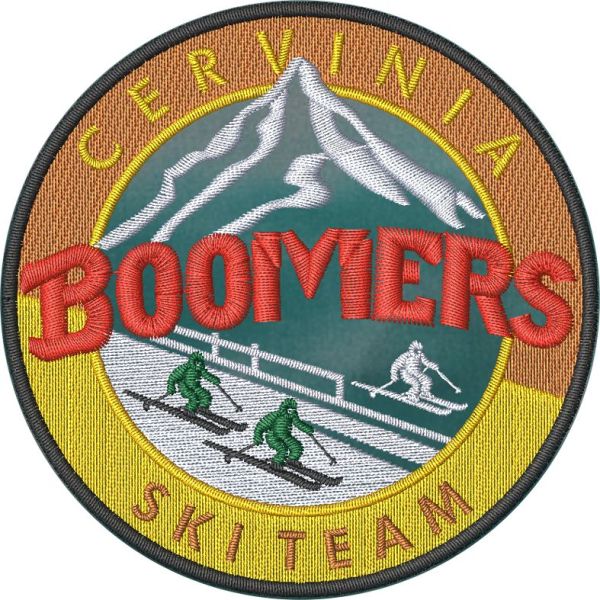 Patch ricamato su base verde BOOMERS CERVINIA SKI TEAM 