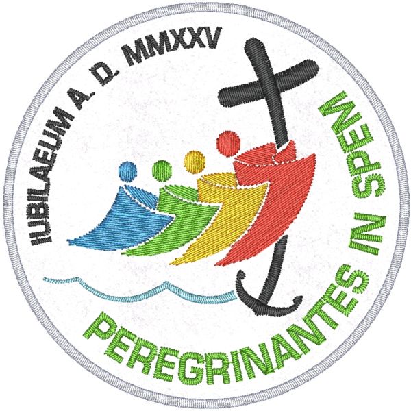 Patch tondo ricamato diametro cm. 8 Giubileo 2025  ‘Peregrinantes in Spem’