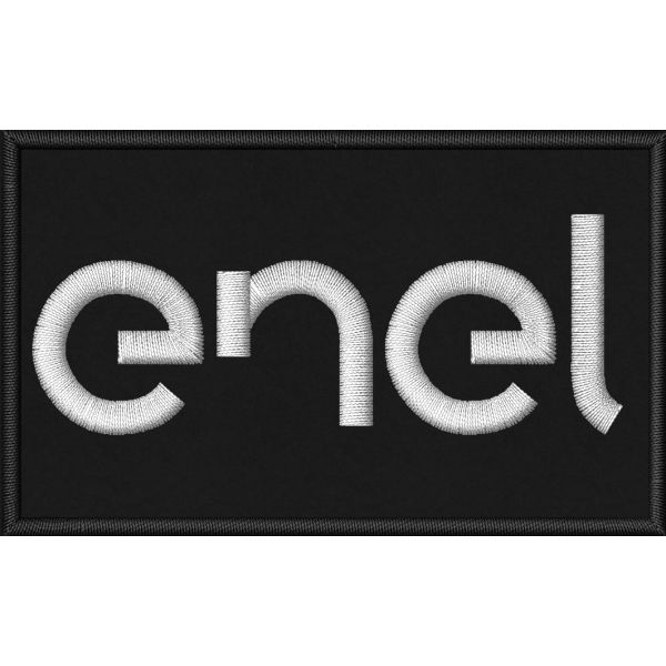 Patch ricamata logo  sponsor sci ENEL su base nera cm.9,0 X 5,5 
