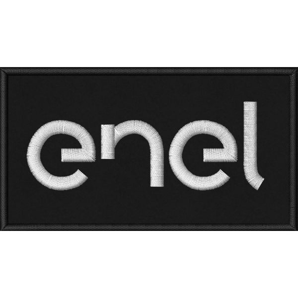 Patch ricamata logo  sponsor sci ENEL su base nera cm.10 X 5,5 