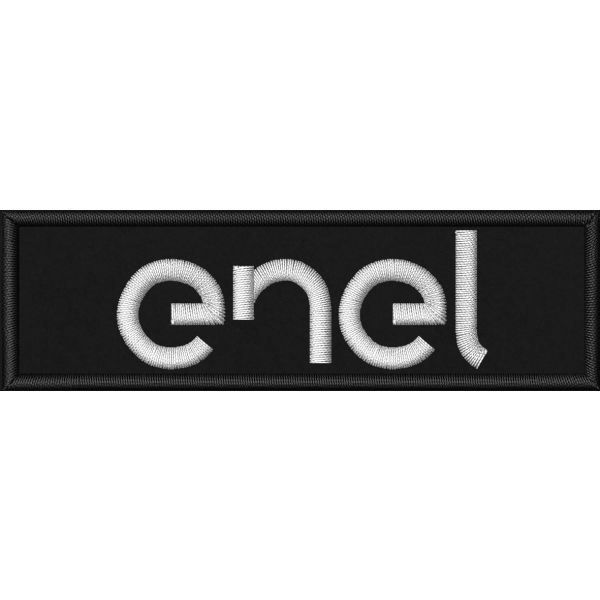 Patch ricamata logo  sponsor sci ENEL su base nera cm.10 X 5,5 
