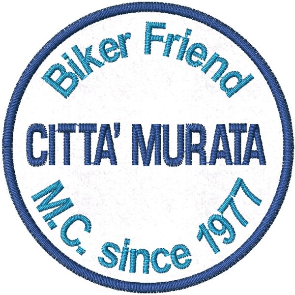 Patch Rettangolare ricamata M.C. Citta murata since 1977 Cm. 9 x 5.5 