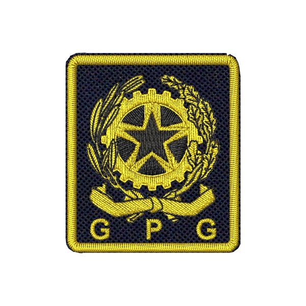 1 Stemma Ricamato Repubblica italiana (GPG) su base blunavy  cm. 3,5 x 3.8 