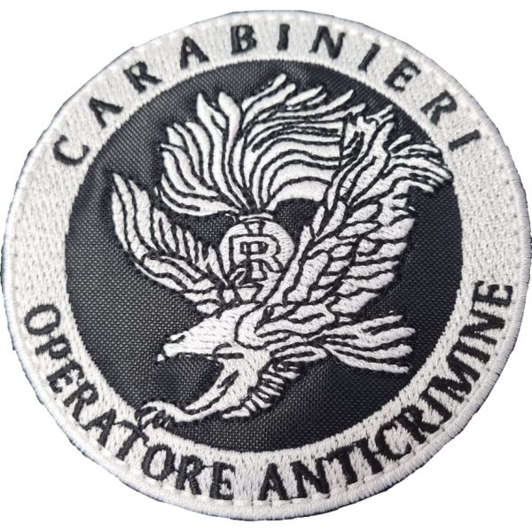 Prova reale ricamata su base nera OPERATORE ANTICRIMINE CARABINIERI diam.  m. 9