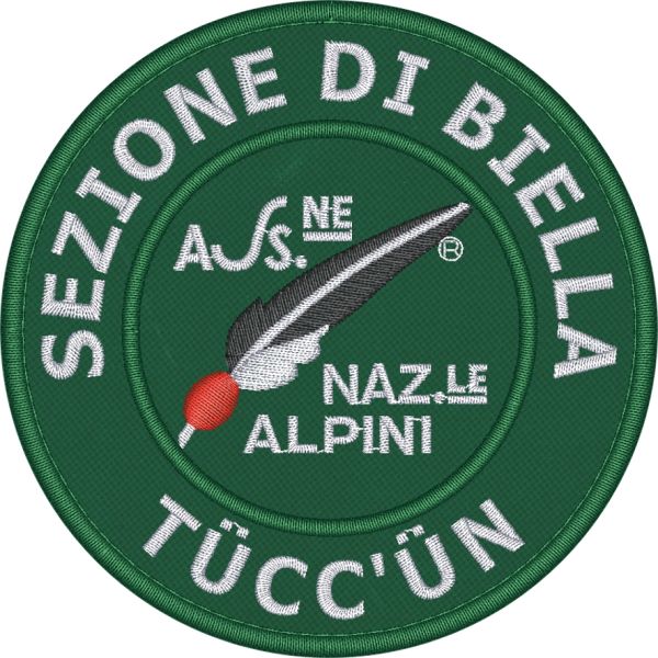 Patch ufficiale degli alpini personalizzato con il testo che si richiede diam. cm. 9 