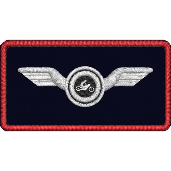 Patch mm.85x45 su base blu NERA Guida veloce moto CARABINIERI  mm.85 x 45 