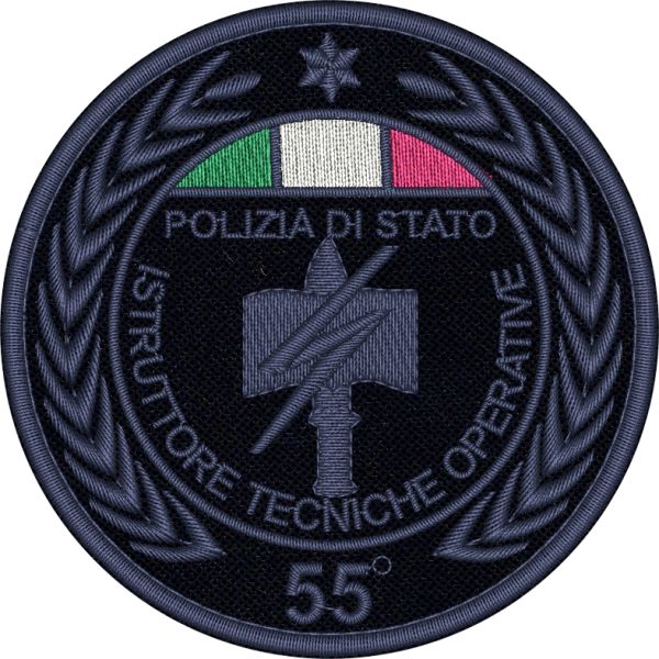 ISTRUTTORE TECNICHE OPERATIVE Polizia di Stato ,patch ricamato CON STELLA e nr. corso personalizzabile su base tessuto bluNAVY