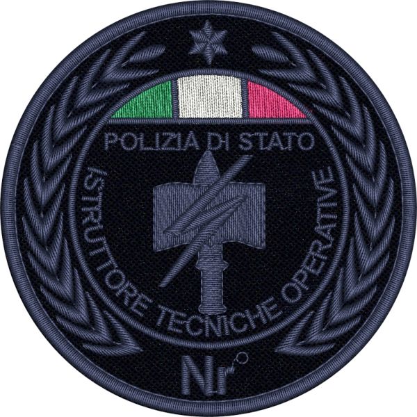 ISTRUTTORE TECNICHE OPERATIVE Polizia di Stato ,patch ricamato CON STELLA e nr. corso personalizzabile su base tessuto bluNAVY