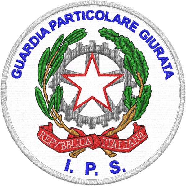 Stemma ricamato tondo diam.10  GPG Guardia Particolare Giurata I. P. S. 