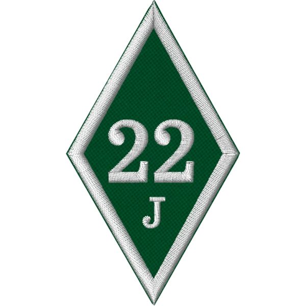 Patch ricamato (Rombo 22  J ) mm.80 x 45 su base verde
