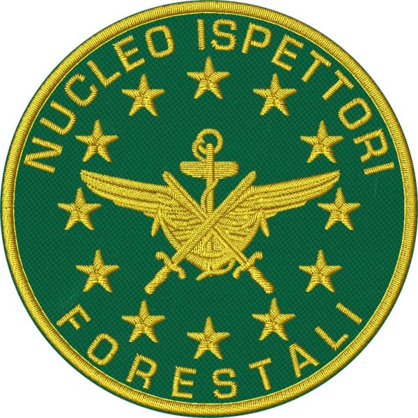 Patch ricamata NUCLEO ISPETTORI FORSETALI su base verde , diametro cm.8. 