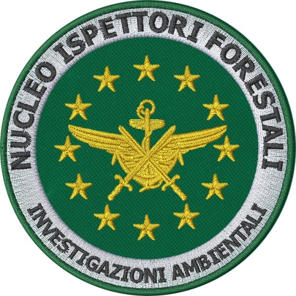 Patch ricamata NUCLEO ISPETTORI FORESTALI INVESTIGAZIONI AMBIENTALI su base Verde