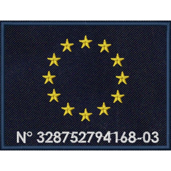 Patch  ricamato Bandiera Europa cm. 8 x 6 con codice personalizzabile 