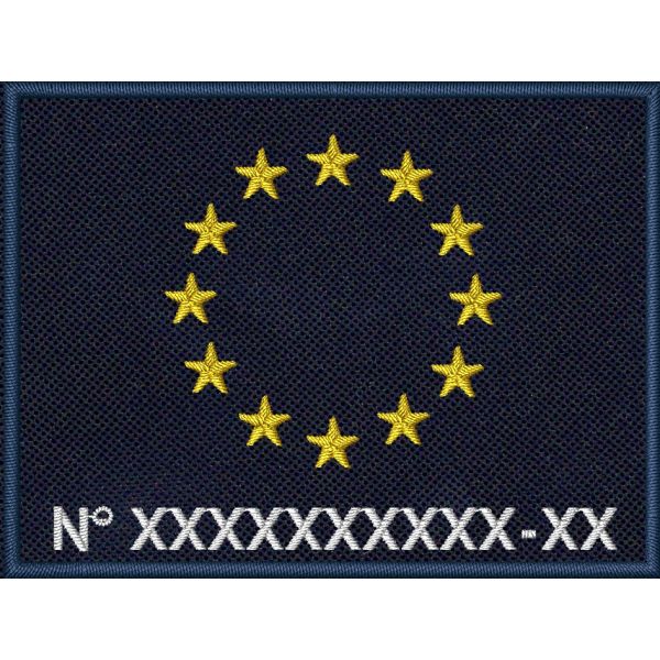 Patch  ricamato Bandiera Europa cm. 8 x 6 con codice personalizzabile 