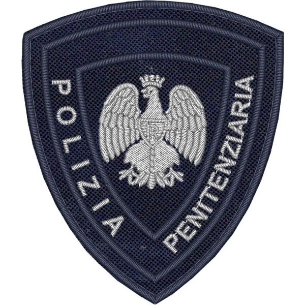 Patch ricamato  AQUILA POLIZIA PENITENZIARIA, su base tessuto blu navy