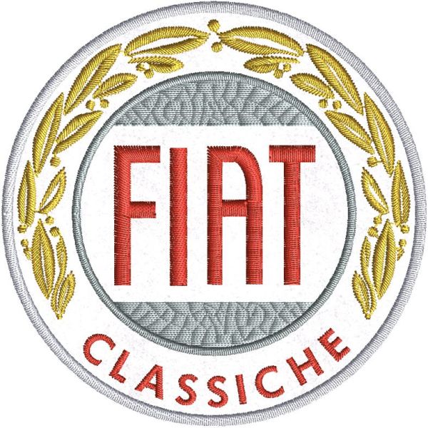 Patch ricamato FIAT CLASSICHE CON ALLORO diam. cm. 8 su base bianca Cod.