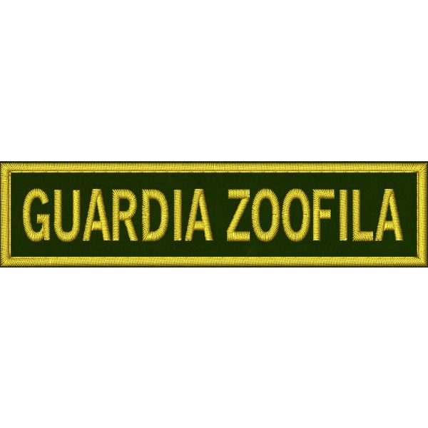 Patch ricamato GUARDIA ZOOFILA mm.105X25 su base verde oliva 