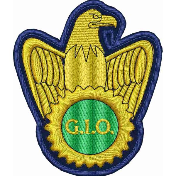 Patch ricamato con aquila in oro AGRIAMBIENTE G.I.O. su fondo VERDE cm. 7.5 x 6.1