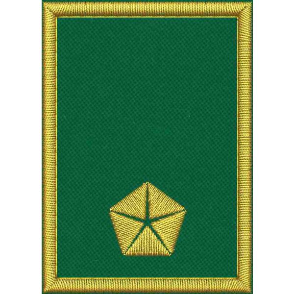 Mostrina ricamata cm. 7 x 5 su base VERDE con 1 stella dorata con bordo dorato