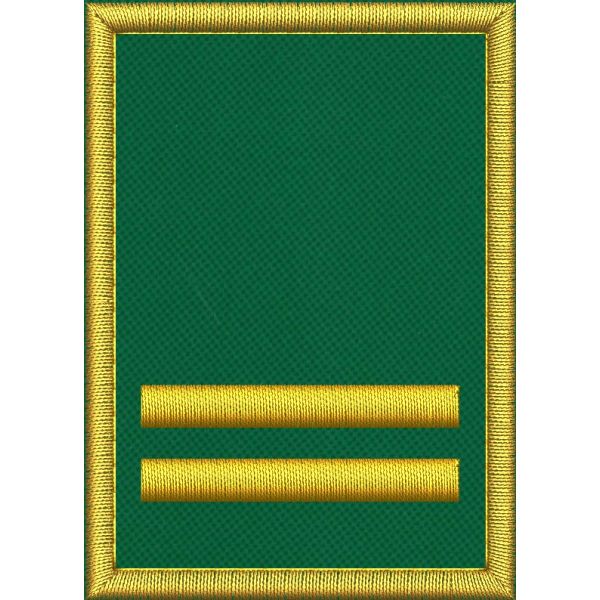 Mostrina ricamata cm. 7 x 5 su base VERDE grado sovrintendenza  con 1 barra dorata