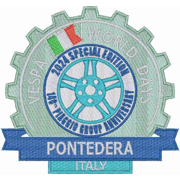Stemma ricamato cm. 9x8 logo VESPA WORLD DAY PONTEDERA